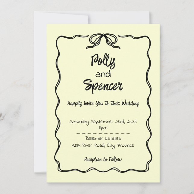 Crème Faire-part de mariage Pastel Pensey (Devant)