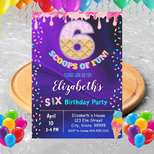 Crème glacée 6e anniversaire fête Invitation