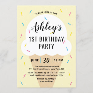 Crème glacée Anniversaire Fête Invitation