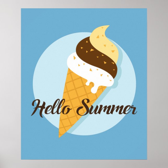 Crème glacée Bonjour affiche couleur personnalisée (Devant)