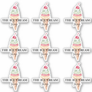 Crème glacée Boutique Logo autocollants