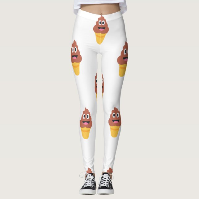 crème glacée cône poo émoji leggings (Devant)