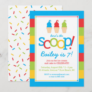 Crème glacée cônes colorés Anniversaire Invitation