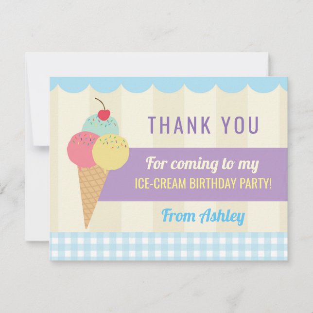 Crème glacée de carte d'invitation de Merci de (Devant)