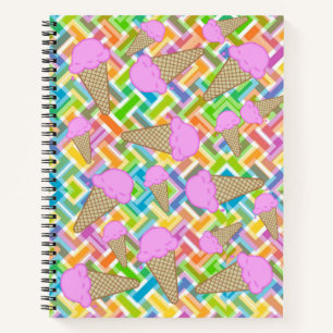Crème glacée de fraise Carnet spirale Chevron