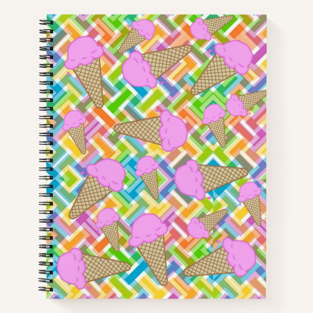 Crème glacée de fraise Carnet spirale Chevron (Devant)