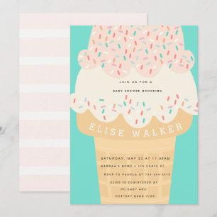 Crème glacée et arrosage Baby shower Invitation