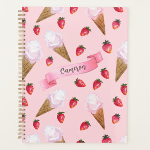 Crème glacée fraise Cute Retro Rose Personnalisé