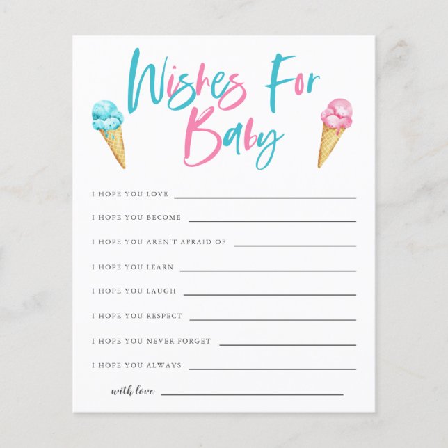 Crème glacée Genre Révéler les voeux pour la carte (Devant)