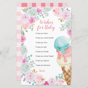 Crème glacée Pastel Fleurs Voeux pour Baby Card