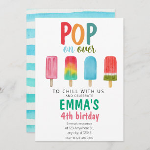 Crème glacée Piscine Anniversaire Invitation Pop O