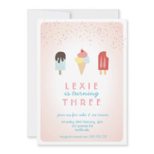 Crème glacée & Popsicle Summer Invitation Rose