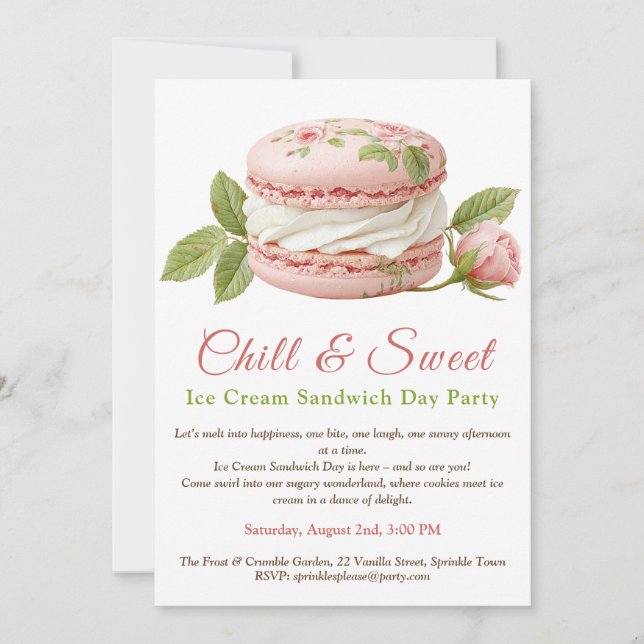 Crème glacée Sandwich Day Aquarelle Invitation (Devant)