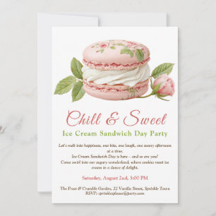 Crème glacée Sandwich Day Aquarelle Invitation