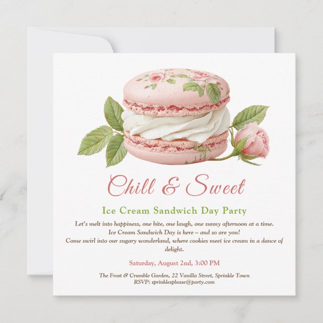 Crème glacée Sandwich Day Aquarelle Invitation (Devant)