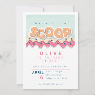 Crème glacée Scoop Invitations de fête d'anniversa