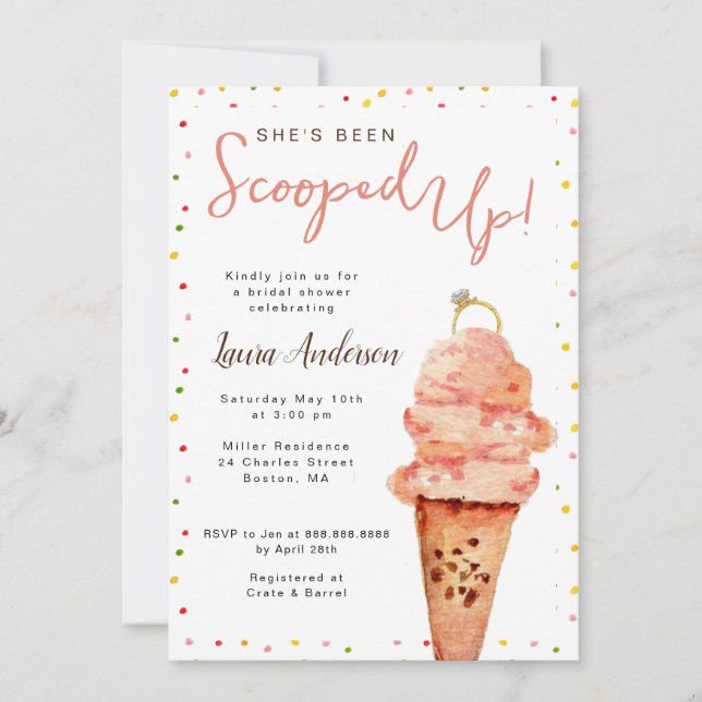 Crème glacée Scoopup Bridal Shower Invitation (Devant)