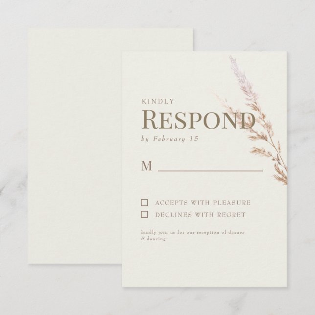 Crème Gold Texte Boho Wedding RSVP (Devant / Derrière)