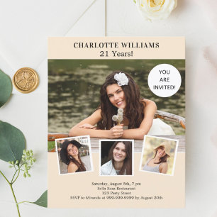 Crème ivoire collage photo invitation anniversaire