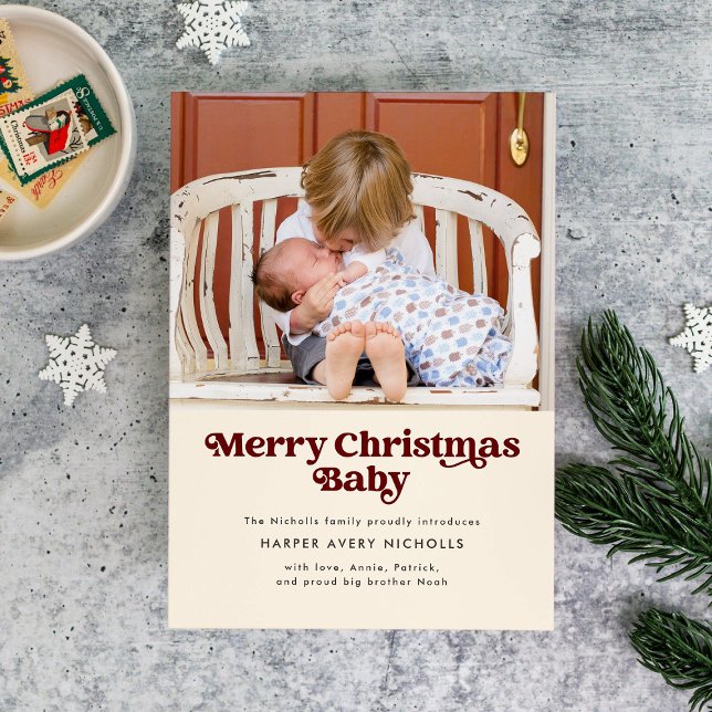 Crème Joyeux Noël Baby Faire-part de naissance (Créateur téléchargé)