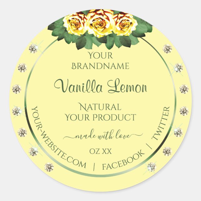 Crème légère Produit Étiquettes Roses Jaunes Diama (Devant)