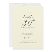 Crème minimaliste 30e anniversaire Invitation de f