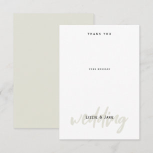Crème moderne et Carte de remerciements Mariage bl