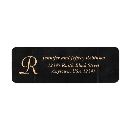 Crème/monogramme noir rustique d'étiquette de nom étiquettes d’adresse retour