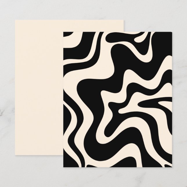 Crème noire Motif Abstraite Retro Liquid Swirl (Devant / Derrière)