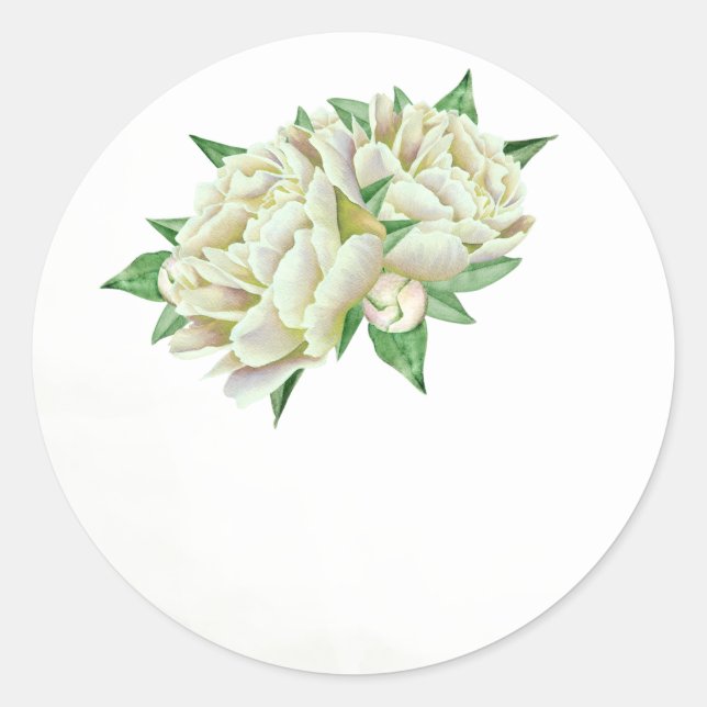 Crème Peony Mariage Faveur Stickers (Devant)