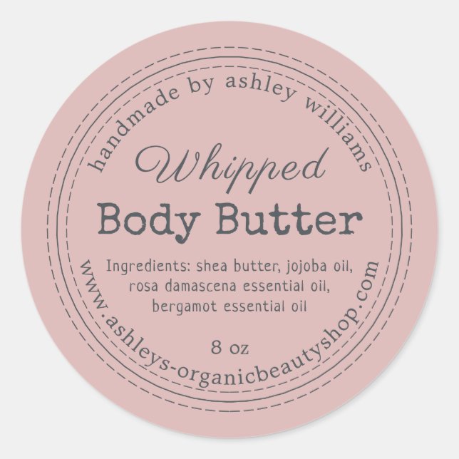 Crème pour le corps artisanale rose Bio Étiquette  (Devant)