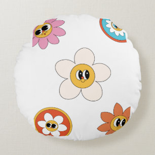 crème rose illustration fleur rétro coussin