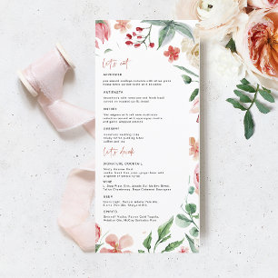 Crème & Rose Menu de mariage Florales de printem