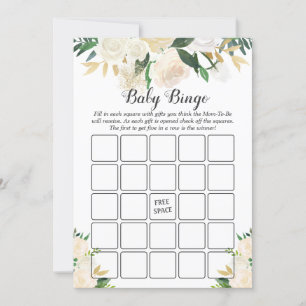 Crème Rose Rose Floral Baby shower Bingo Jeu