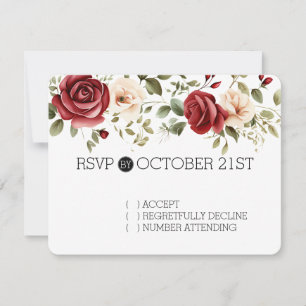 Crème Roses Rouges Floral RSVP
