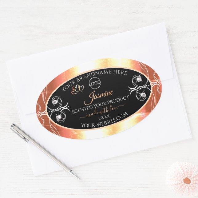 Crème saumon Produit Étiquettes Bijoux Noir avec l (Enveloppe)