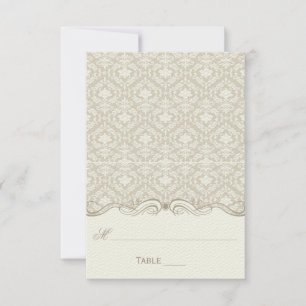 Crème Tan Ivory Damask Éperons Pliés Cartes de Pla