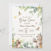 Crème Vert Aquarelle Bébé Douche Invitations