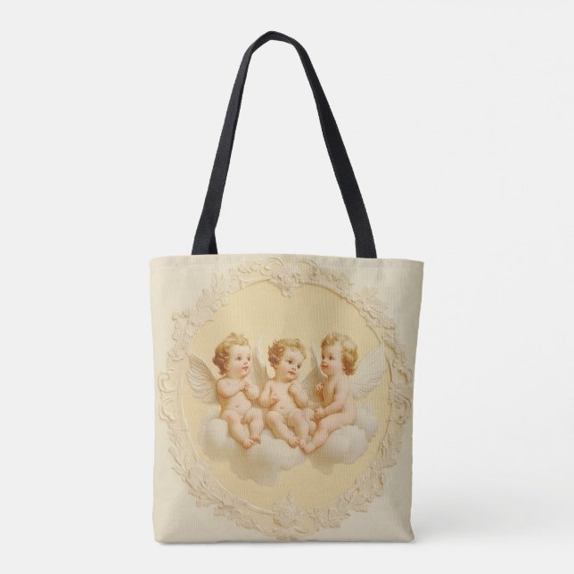Crème vintage Rococo Cherub Cloud Sac fourre-tout (Dos)