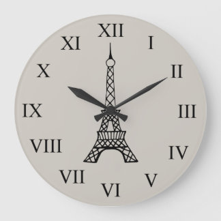 Crème vintage Tour Eiffel Horloge murale Paris