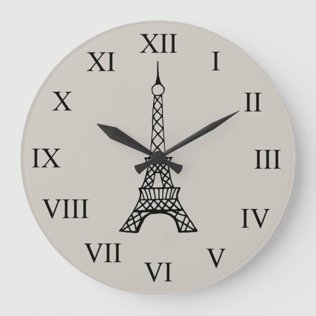 Crème vintage Tour Eiffel Horloge murale Paris (Recto)