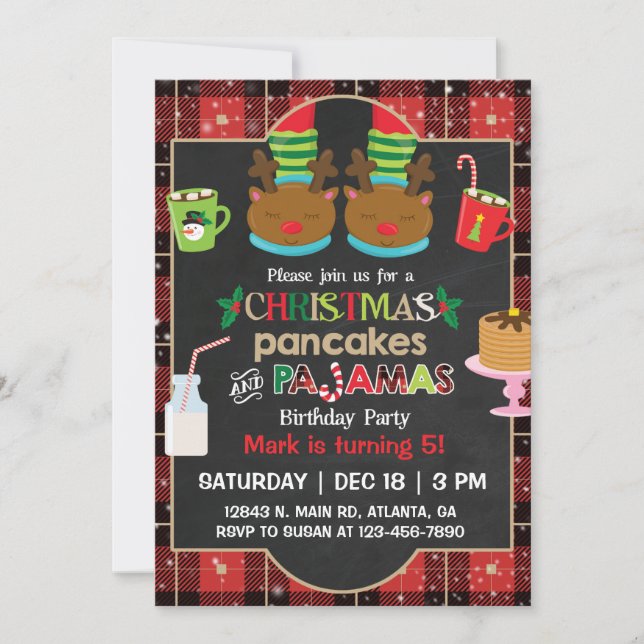 crêpes de Noël et fête du pyjama. invitation (Devant)