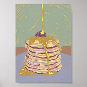 Crêpes dorées et sirop d'érable - Impression d'art
