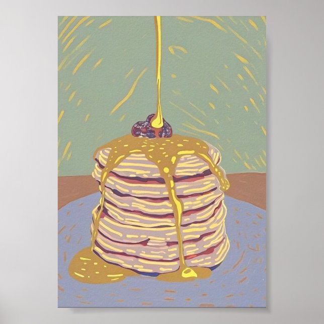 Crêpes dorées et sirop d'érable - Impression d'art (Devant)