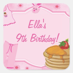 Crêpes et pyjamas Stickers d'anniversaire
