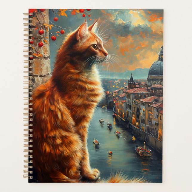 Crépuscule à Venise | Chat roux sur un canal (Devant)