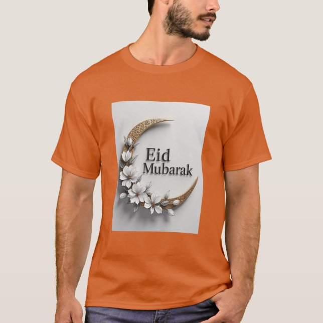 Crescent Moderne Aïd Al Fitr Moubarak Tshirt Homme (Devant)