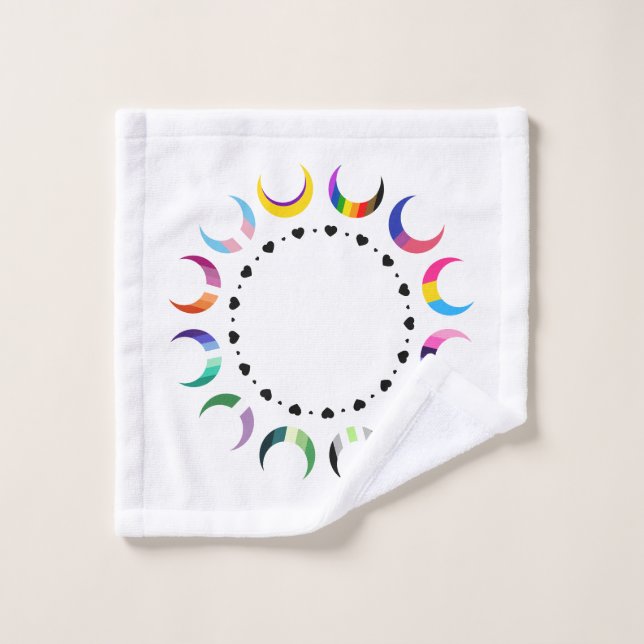Crescent Pride Lunes et Coeurs Noirs (Gant de toilette)