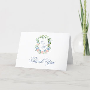 Crest Floral Bleu Poussiéreux Merci