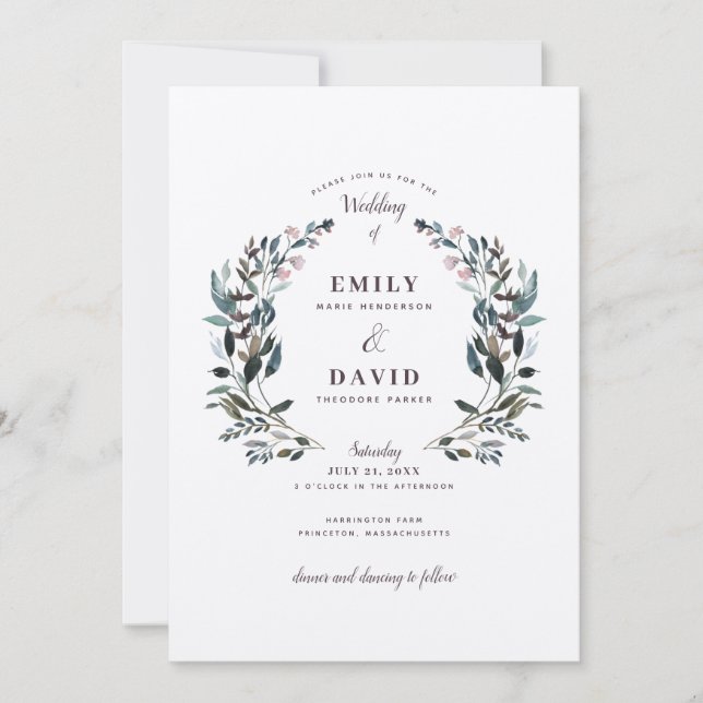 Crest jardin | Faire-part de mariage floral rustiq (Devant)